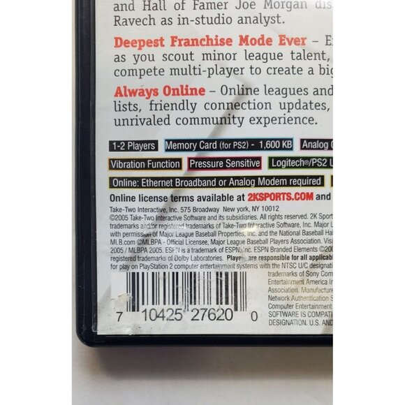 Major League Baseball 2K5 - PS2 PlayStation 2, 2005 - No Manual - Picture 6 of 6